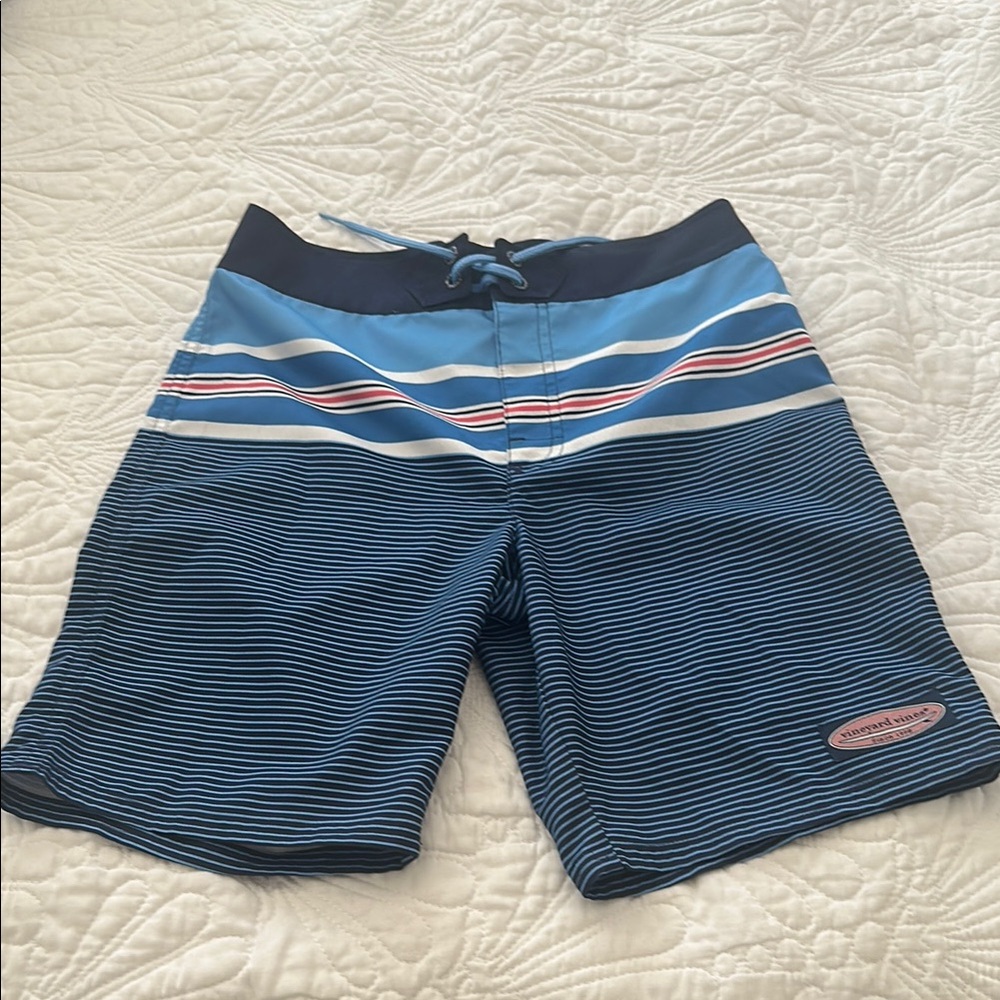 Vineyard Vines Blue and Red Swim Trunks Quick-Dry Elastic Waist